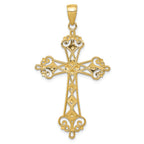 FJC Finejewelers 14k Yellow Gold with Rhodium Polished Bright Cut Cut-out Cross Charm