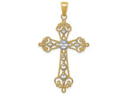 FJC Finejewelers 14k Yellow Gold with Rhodium Polished Bright Cut Cut-out Cross Charm