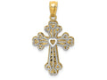 FJC Finejewelers 14k Ywith Gold Polished Filigree 2 Level Heart Cross Charm
