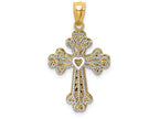 FJC Finejewelers 14k Ywith Gold Polished Filigree 2 Level Heart Cross Charm
