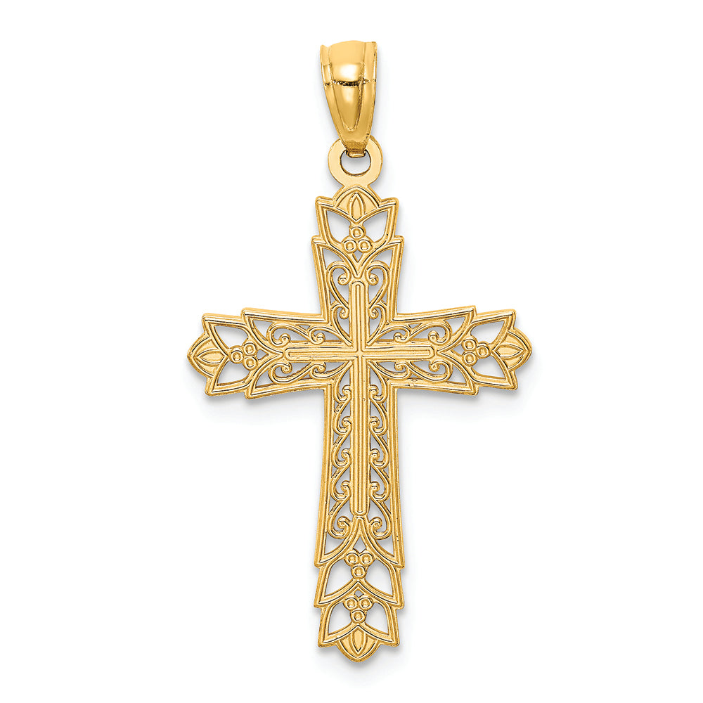 FJC Finejewelers 14k Yellow Gold Polished Filigree Cross Charm