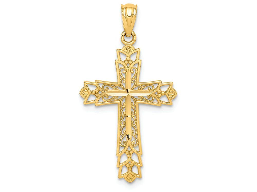 FJC Finejewelers 14k Yellow Gold Polished Filigree Cross Charm