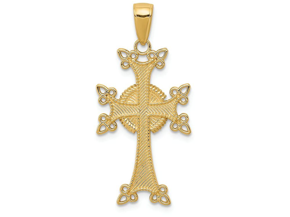 FJC Finejewelers 14k Yellow Gold Polished Textured Armenian Cross Charm