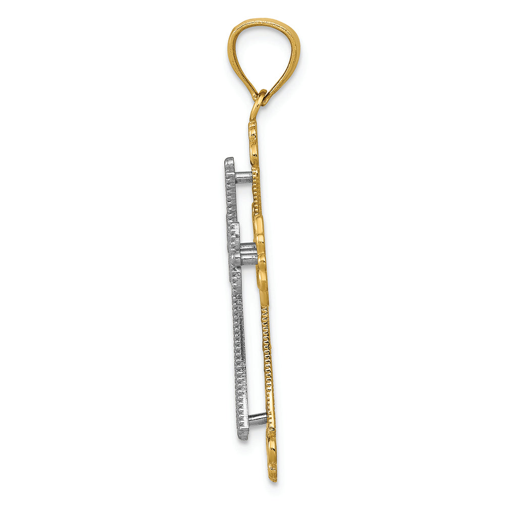 FJC Finejewelers 14k Ywith Gold Polished 2 Level Budded Cross Charm
