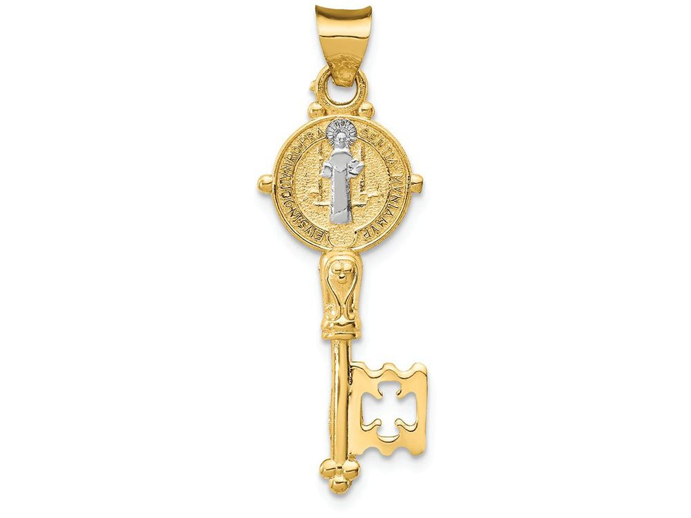 FJC Finejewelers 14k Yellow Gold with with Rhodium Cross Key Charm