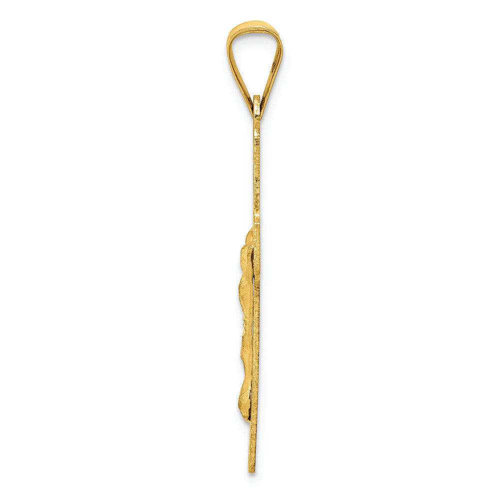 FJC Finejewelers 14k Yellow Gold Polished Satin And Bright Cut Crucifix Charm