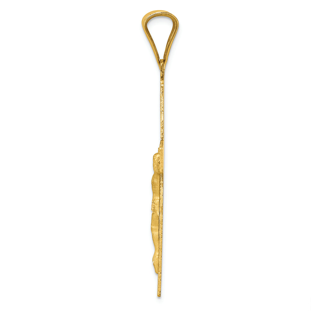 FJC Finejewelers 14k Yellow Gold Polished Satin And Bright Cut Crucifix Charm