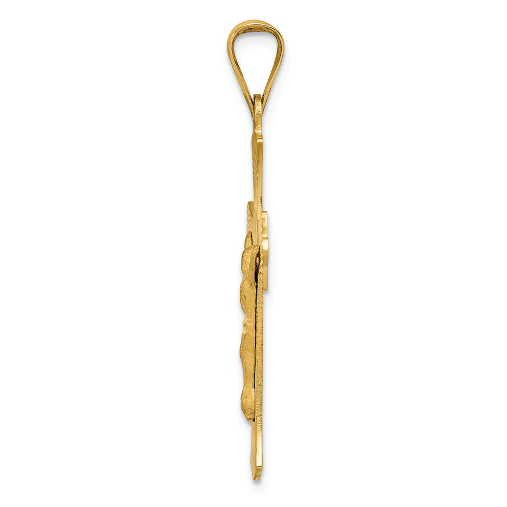 FJC Finejewelers 14k Yellow Gold Polished Satin And Bright Cut Crucifix Charm