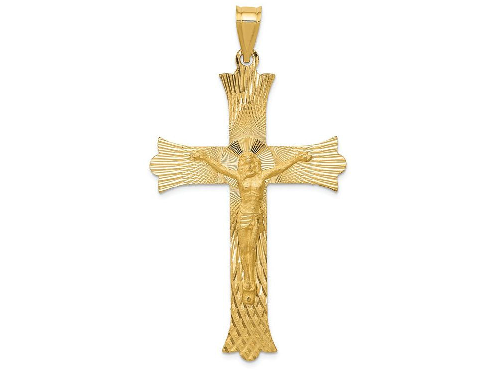 FJC Finejewelers 14k Yellow Gold Polished  Satin And Bright Cut Crucifix Cross Charm