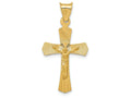 FJC Finejewelers 14k Yellow Gold Polished Satin And Bright Cut Crucifix Charm