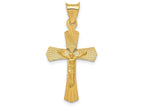 FJC Finejewelers 14k Yellow Gold Polished Satin And Bright Cut Crucifix Charm