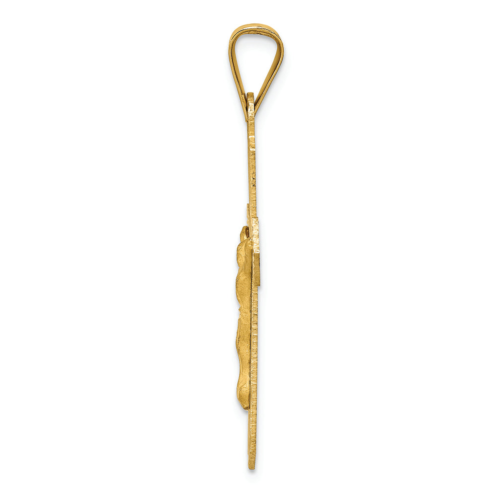 FJC Finejewelers 14k Yellow Gold Polished Satin And Bright Cut Crucifix Charm