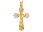 FJC Finejewelers 14k Yellow Gold Polished Satin And Bright Cut Crucifix Charm