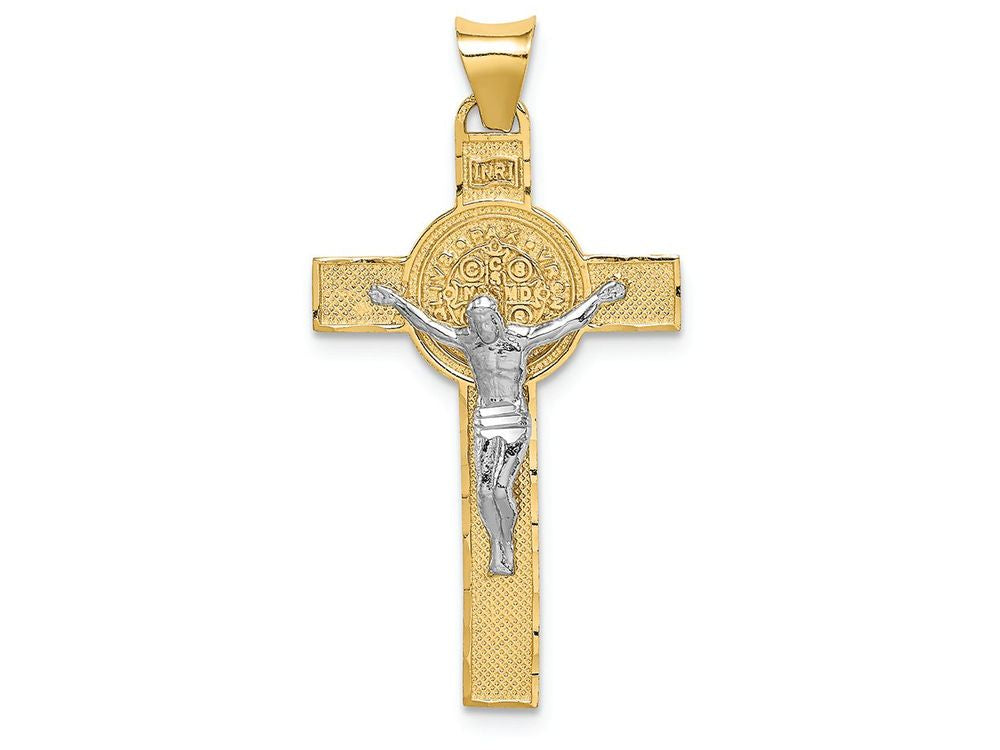FJC Finejewelers 14k Two-tone Gold St. Benedict Medal Crucifix Cross Charm