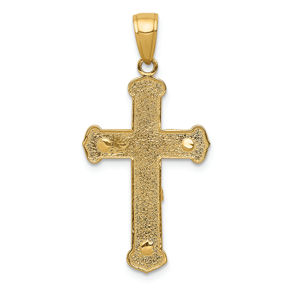 FJC Finejewelers 14k Yellow Gold Polished Textured Crucifix with Jesus On Engraved Cross Charm