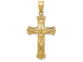FJC Finejewelers 14k Yellow Gold Polished Textured Crucifix with Jesus On Engraved Cross Charm