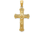 FJC Finejewelers 14k Yellow Gold Polished Textured Crucifix with Jesus On Engraved Cross Charm