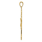 FJC Finejewelers 14k Yellow Gold Polished Textured Inri Crucifix Fleur De Lis Charm