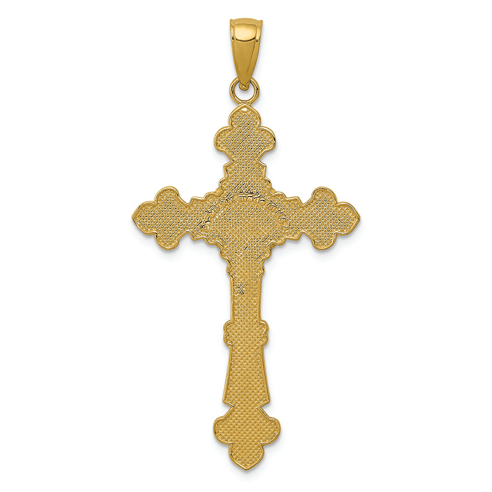 FJC Finejewelers 14k Yellow Gold Polished Textured Inri Crucifix Fleur De Lis Charm