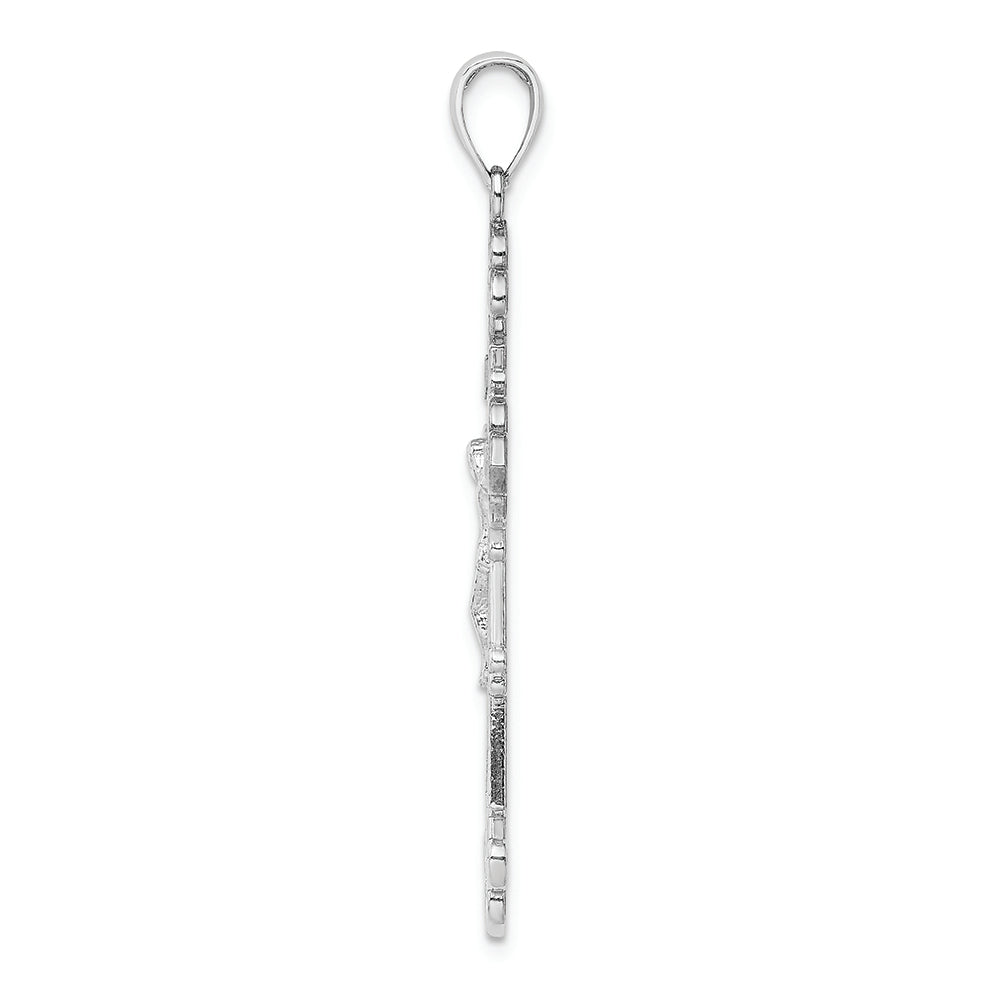 FJC Finejewelers 14k White Gold White Crucifix with Scalloped Edges Charm