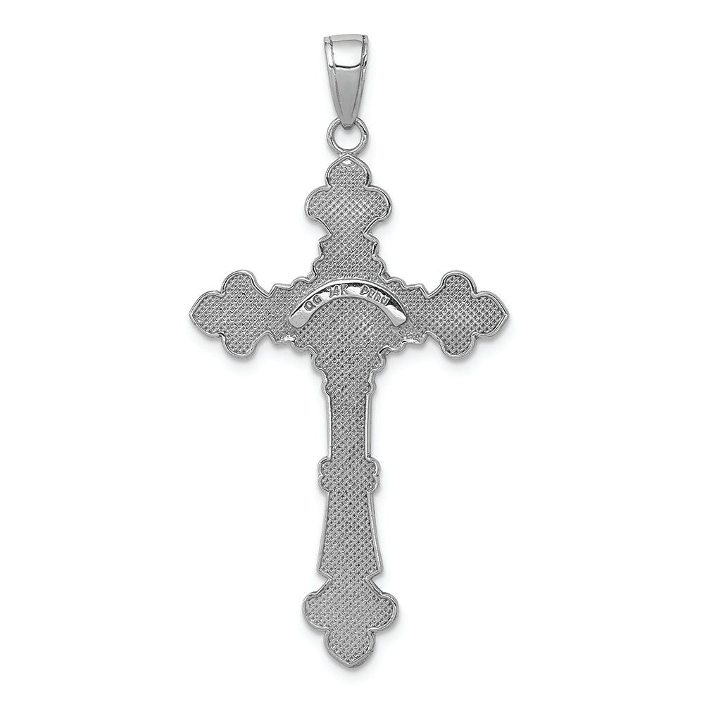 FJC Finejewelers 14k White Gold White Crucifix with Scalloped Edges Charm