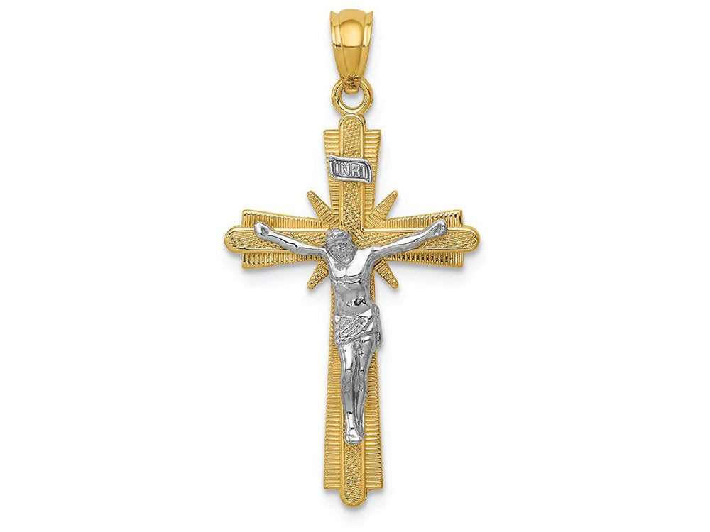 FJC Finejewelers 14k Two-tone Gold Polished Crucifix Charm