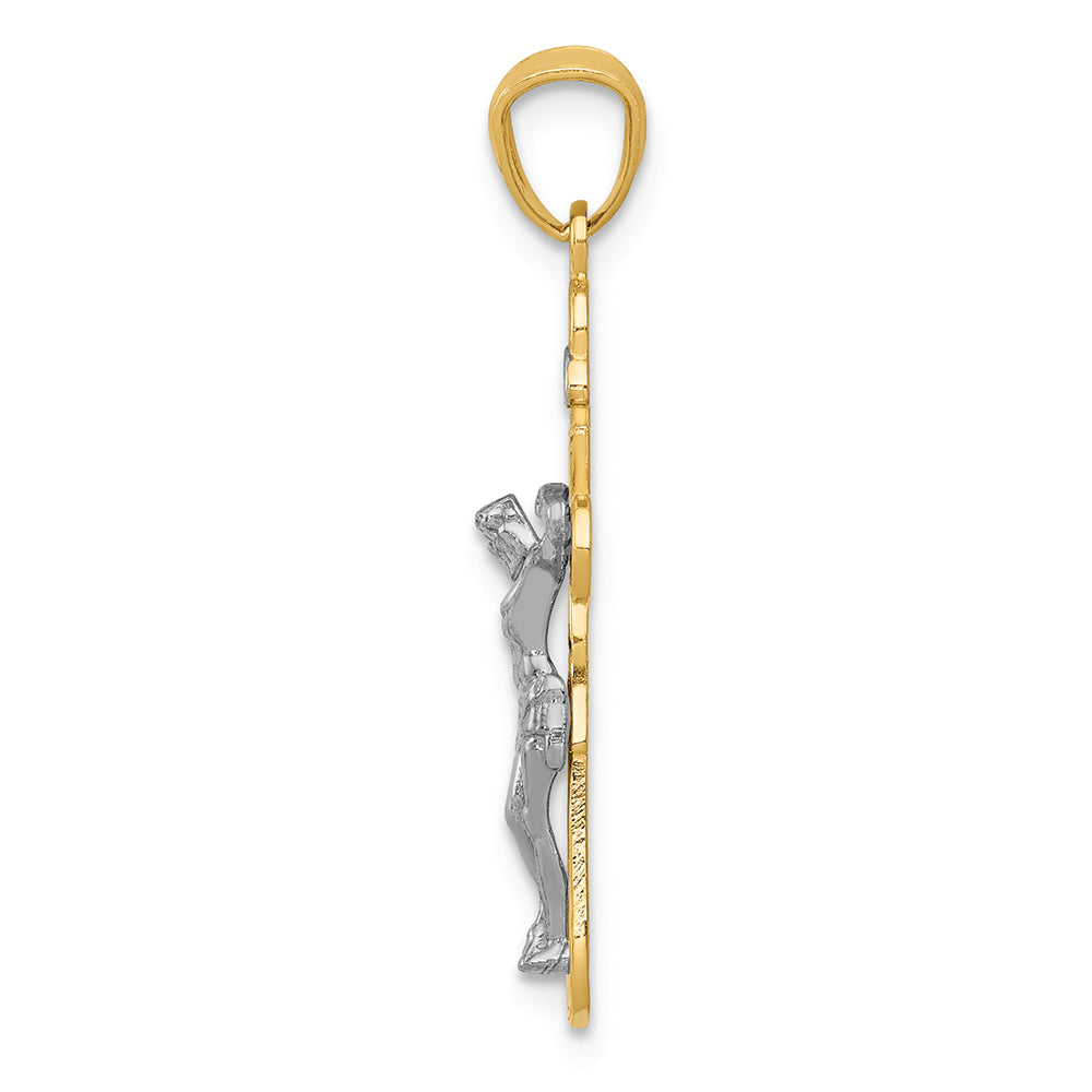 FJC Finejewelers 14k Ywith Gold with Rhodium Small Passion Crucifix Charm