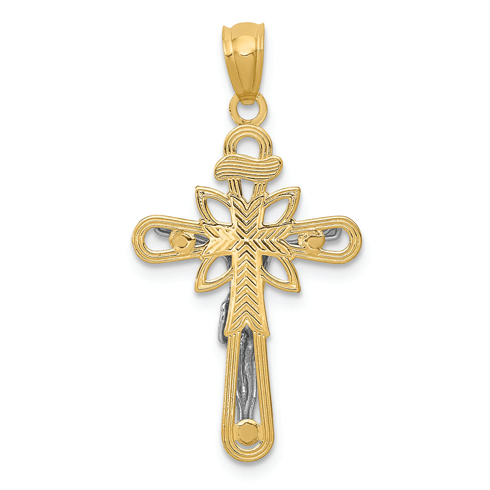 FJC Finejewelers 14k Ywith Gold with Rhodium Small Passion Crucifix Charm