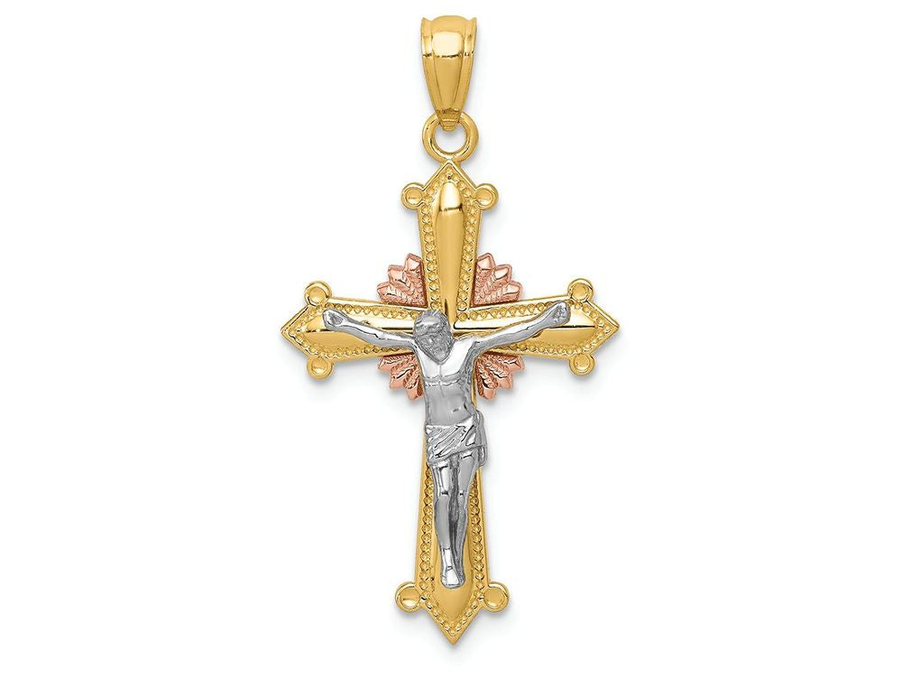FJC Finejewelers 14k Ywithr Gold Polished Crucifix Charm