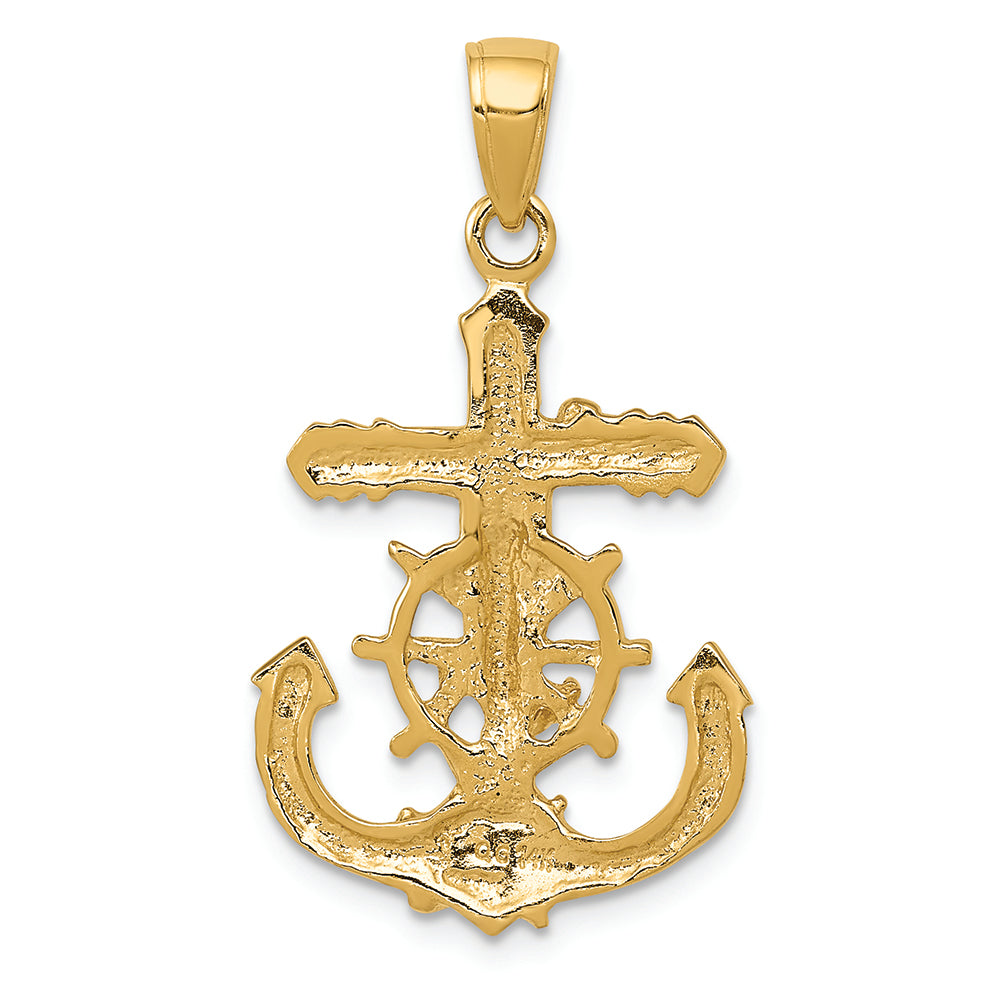 FJC Finejewelers 14k Yellow Gold Polished Textured  Mariners Crucifix Ropewithheel Charm