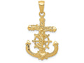 FJC Finejewelers 14k Yellow Gold Polished Textured  Mariners Crucifix Ropewithheel Charm