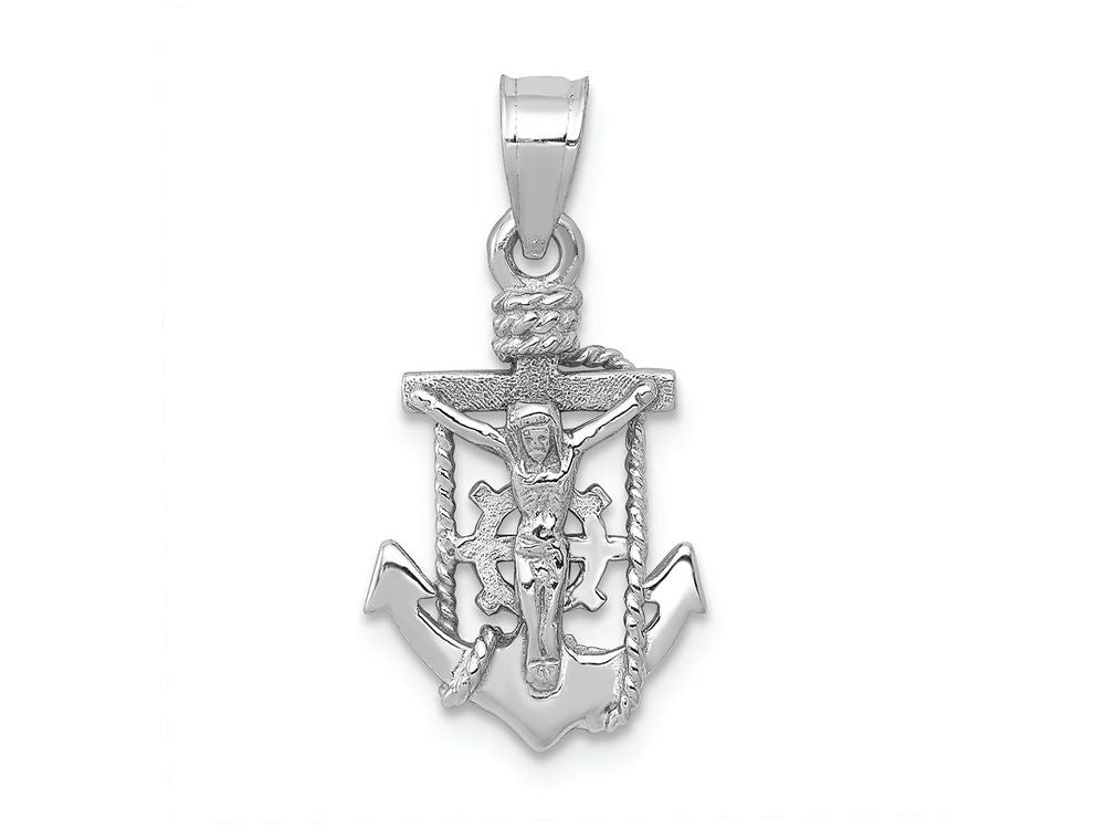 FJC Finejewelers 14k White Gold Polished Mariner Crucifix Charm