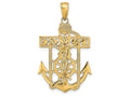 FJC Finejewelers 14k Yellow Gold Polished Textured Mariners Crucifix Charm