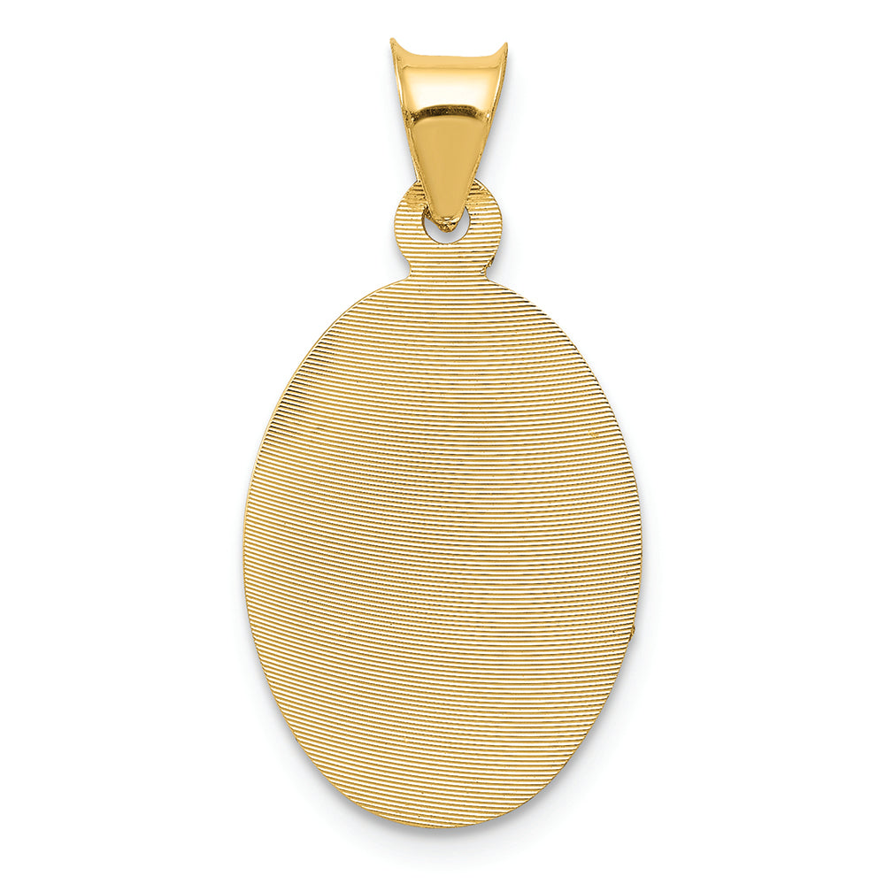 FJC Finejewelers 14k Yellow Gold with Rhodium Polished Bright Cut Sagrado Corazon Oval Charm