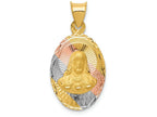 FJC Finejewelers 14k Yellow Gold with Rhodium Polished Bright Cut Sagrado Corazon Oval Charm