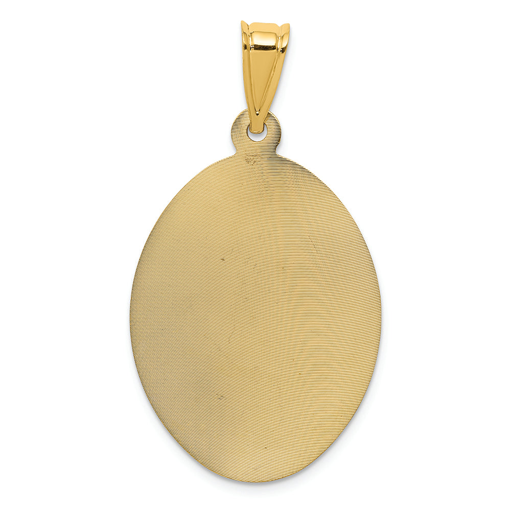 FJC Finejewelers 14k Yellow Gold with Rhodium Polished Bright Cut Sagrado Corazon Oval Charm