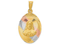 FJC Finejewelers 14k Yellow Gold with Rhodium Polished Bright Cut Sagrado Corazon Oval Charm