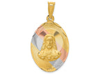 FJC Finejewelers 14k Yellow Gold with Rhodium Polished Bright Cut Sagrado Corazon Oval Charm