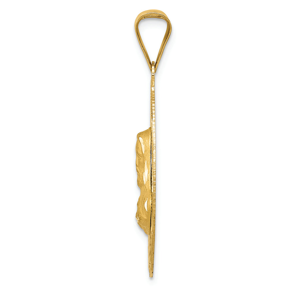 FJC Finejewelers 14k Yellow Gold Polished Bright Cut Sagrado Corazon Oval Charm