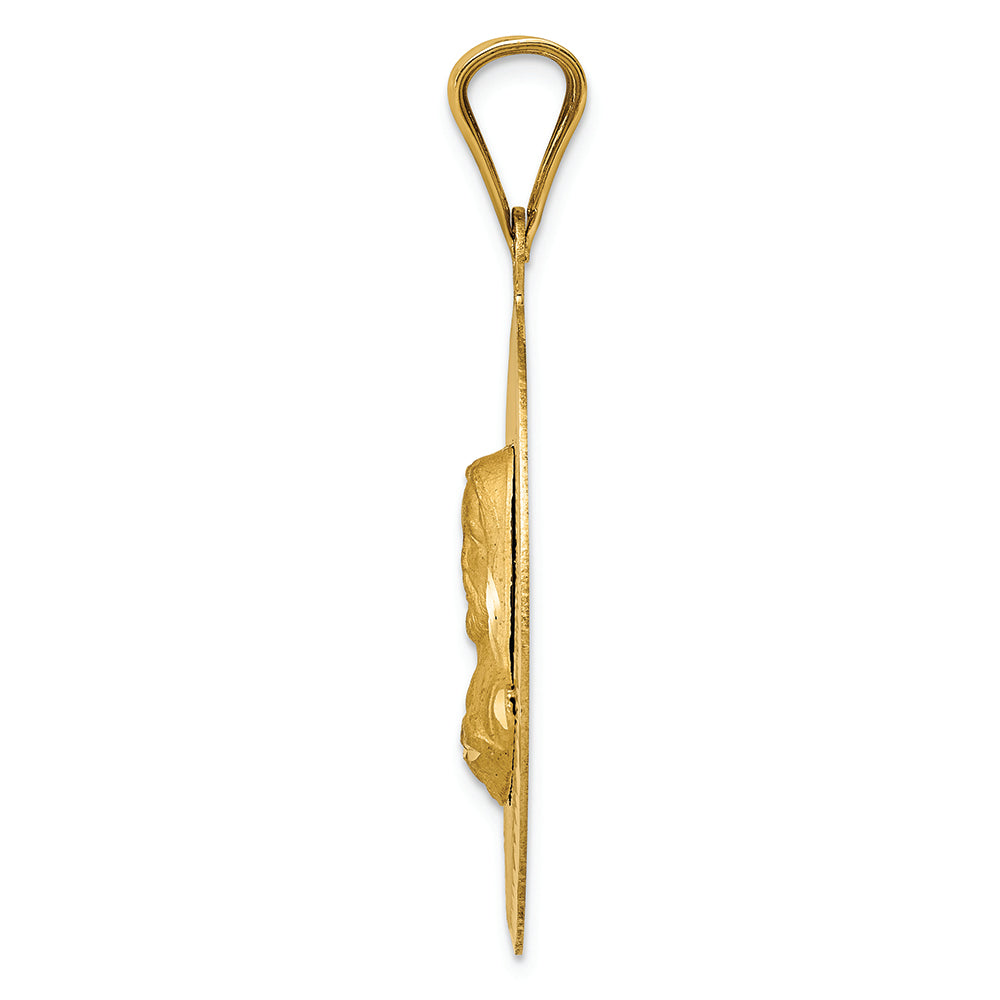 FJC Finejewelers 14k Yellow Gold Polished Bright Cut Sagrado Corazon Oval Charm
