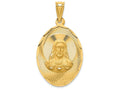 FJC Finejewelers 14k Yellow Gold Polished Bright Cut Sagrado Corazon Oval Charm