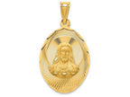 FJC Finejewelers 14k Yellow Gold Polished Bright Cut Sagrado Corazon Oval Charm