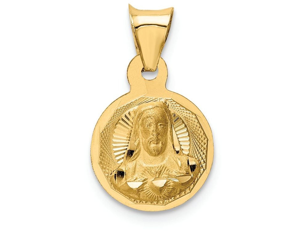 FJC Finejewelers 14k Yellow Gold Polished Bright Cut Sagrado Corazon Circle Charm
