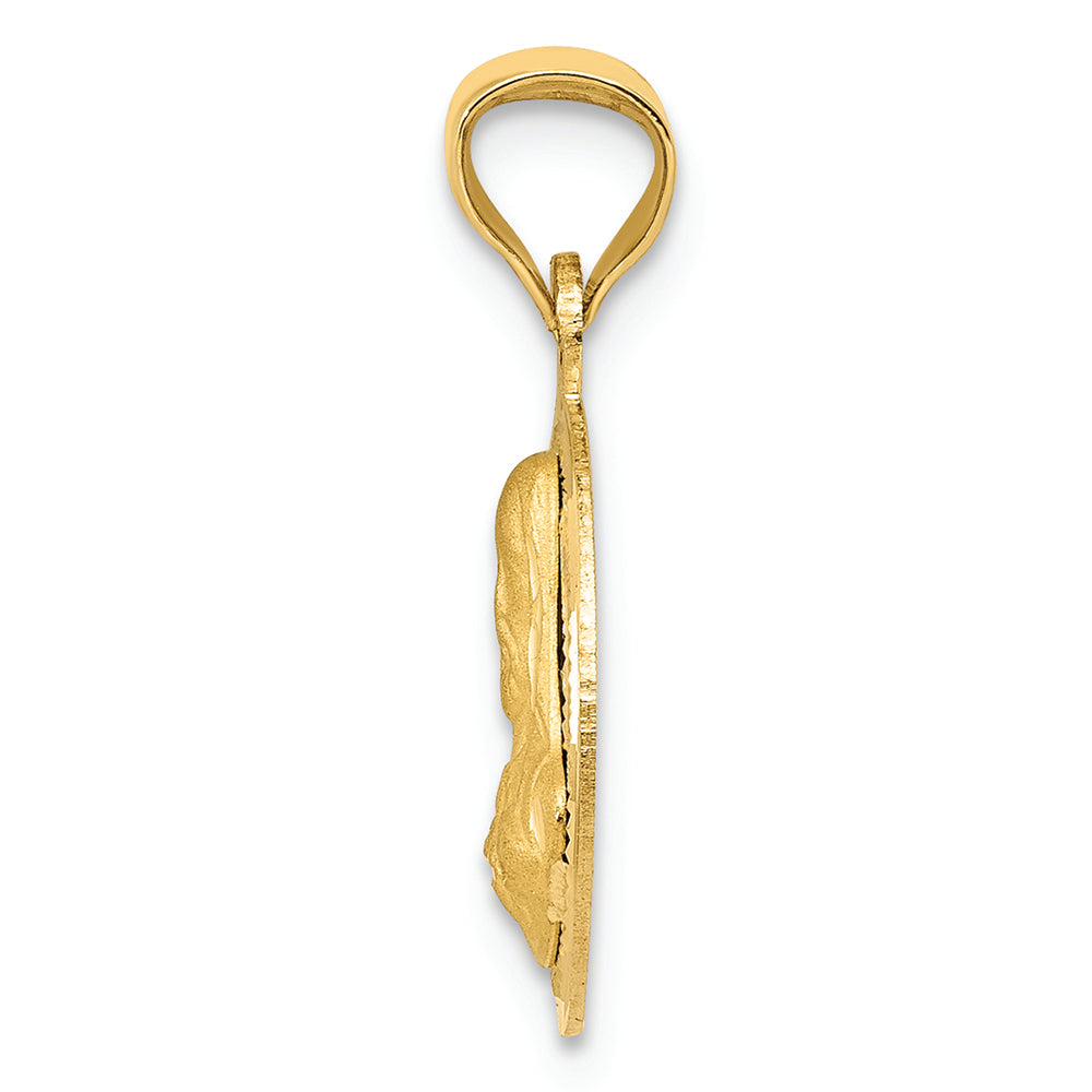 FJC Finejewelers 14k Yellow Gold Polished Bright Cut Sagrado Corazon Circle Charm