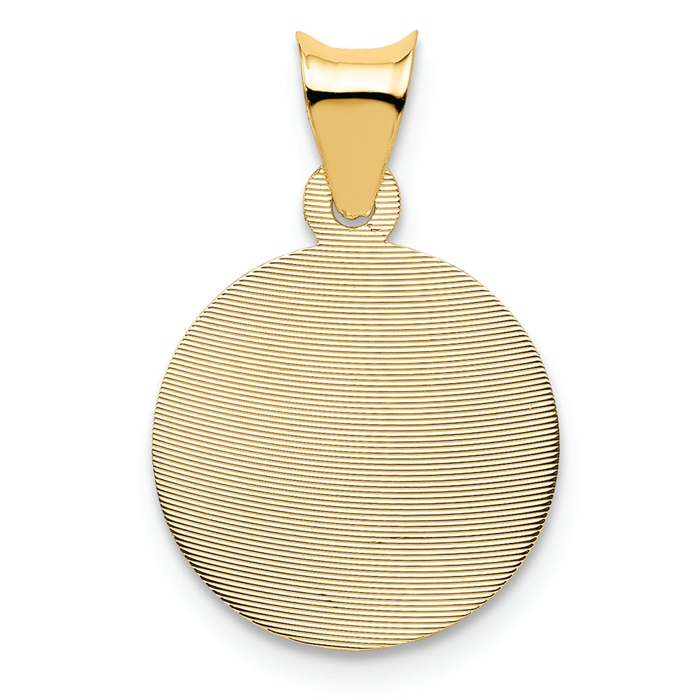 FJC Finejewelers 14k Yellow Gold Polished Bright Cut Sagrado Corazon Circle Charm