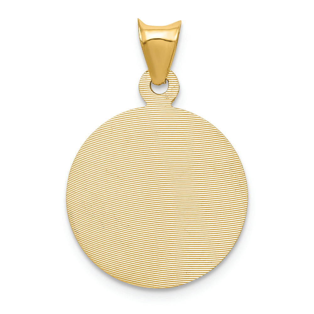 FJC Finejewelers 14k Yellow Gold Polished Bright Cut Sagrado Corazon Circle Charm