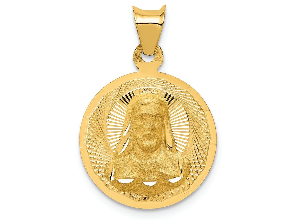 FJC Finejewelers 14k Yellow Gold Polished Bright Cut Sagrado Corazon Circle Charm
