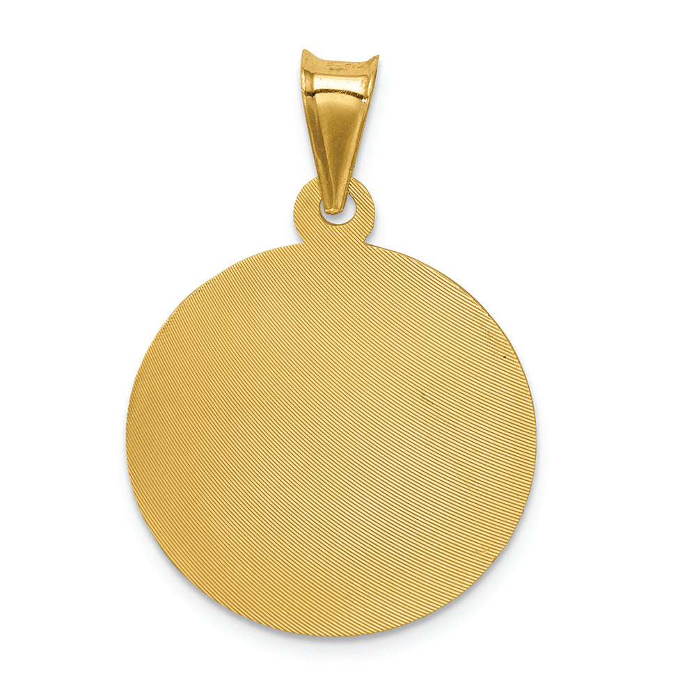 FJC Finejewelers 14k Yellow Gold Polished Bright Cut Sagrado Corazon Circle Charm