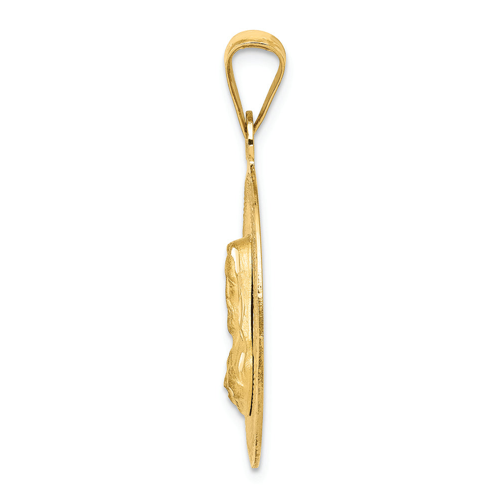 FJC Finejewelers 14k Yellow Gold Polished Bright Cut Sagrado Corazon Circle Charm