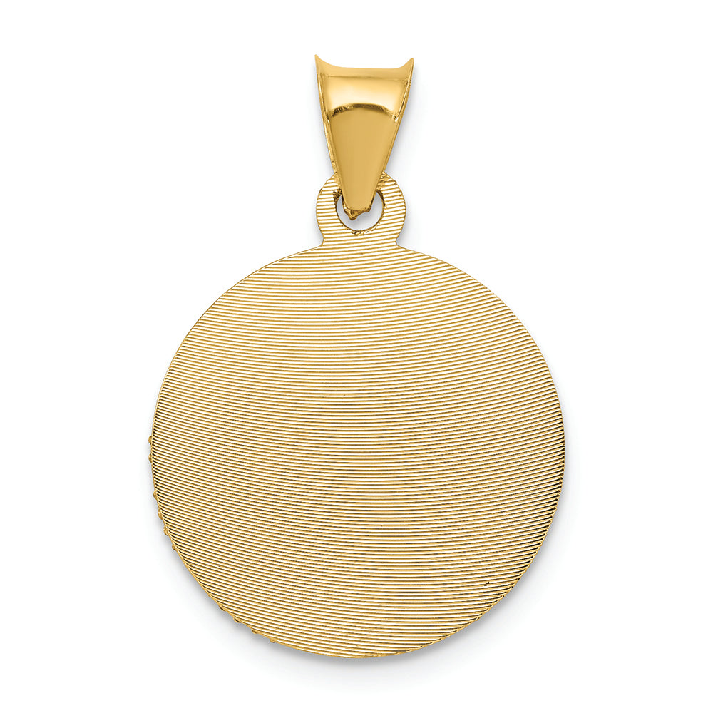 FJC Finejewelers 14k Yellow Gold with Rhodium Polished Bright Cut Sagrado Corazon Circle Charm